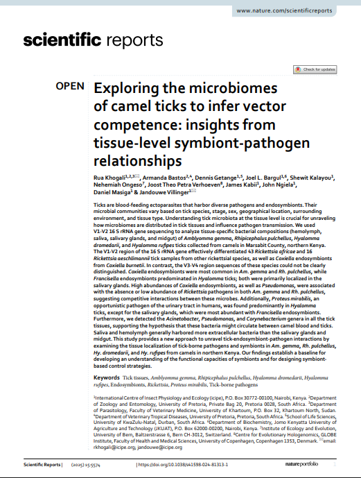 First page of: Exploring the microbiomes of camel ticks to infer vector competence: insights from tissue-level symbiont-pathogen relationships